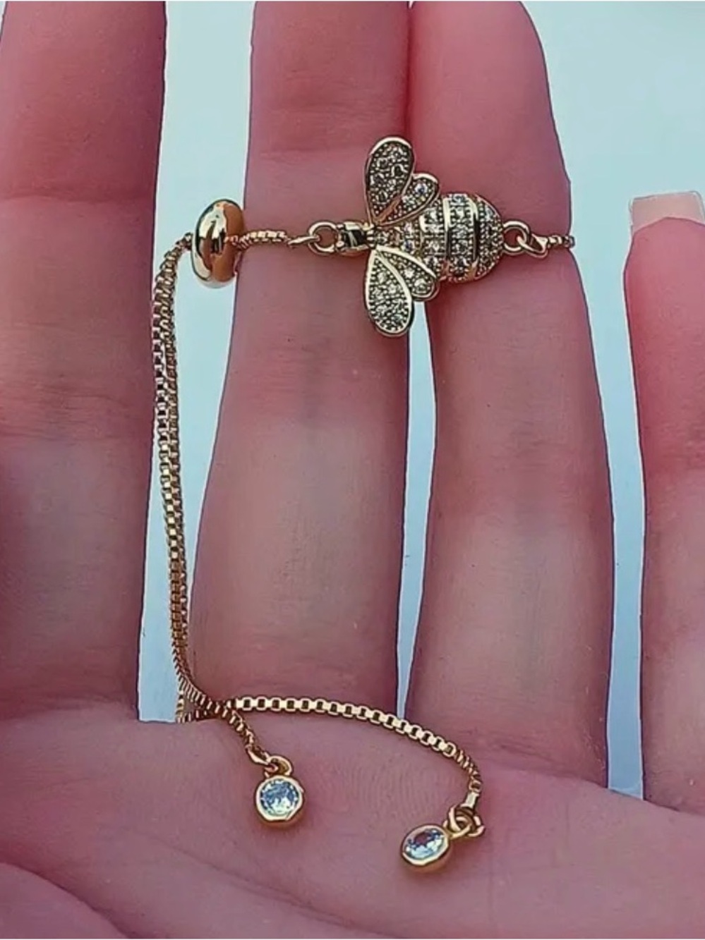 Gold Bee Pendant Necklace